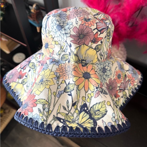 Sakroots Floral Wide Brim Hat with Navy Trim main image 5
